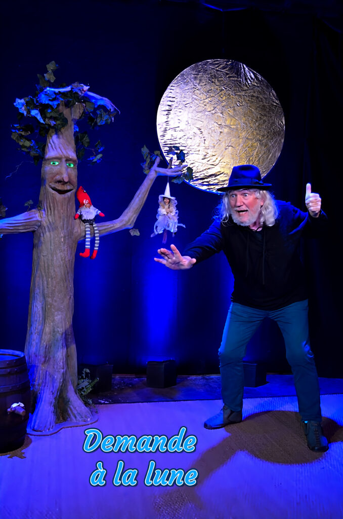Affiche de Demande à la lune, spectacle de contes Jean-Marc Derouen