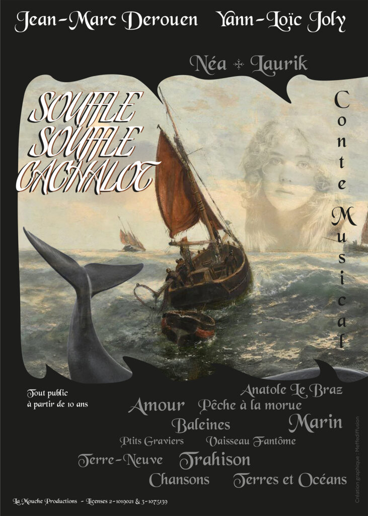 Affiche Souffle Souffle Cachalot, spectacle de contes musical de Jean-Marc Derouen